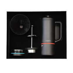 Varia Multi Brewer (black), French Press & Cold Brew. Internal parts shown.
